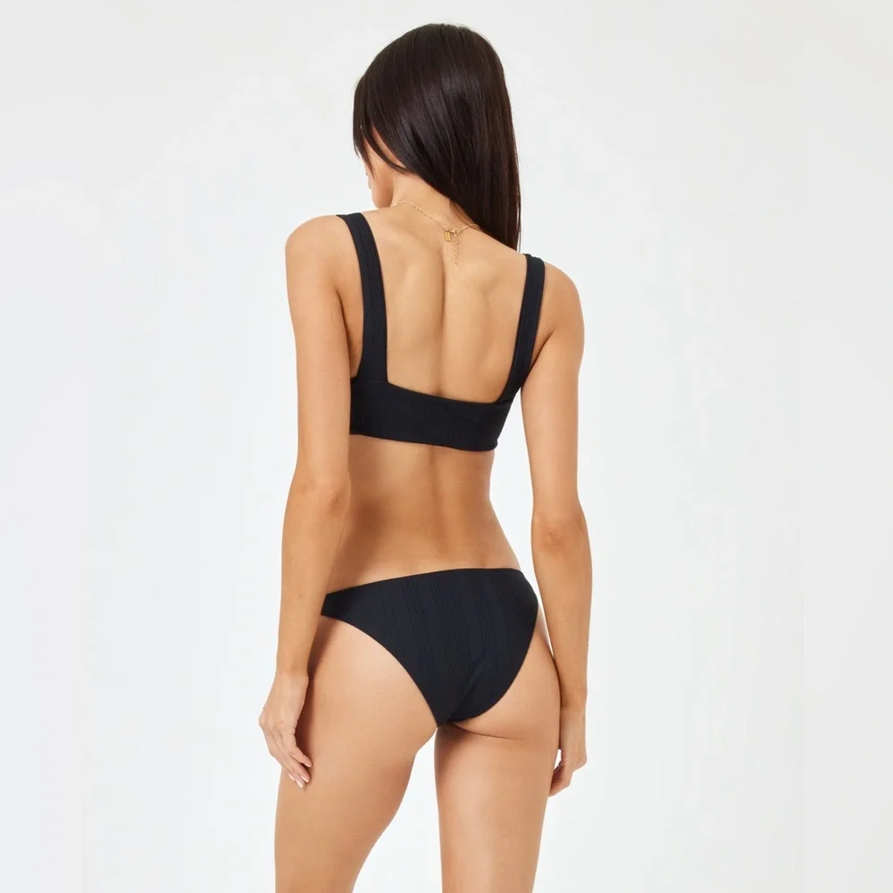 L*Space Pointelle Rib Willow Bikini Top, Size Small, $119